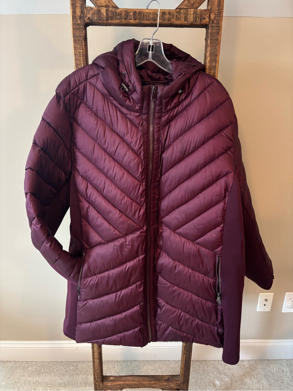 Lane Bryant Quilted Hooded Puffer Coat - Plum